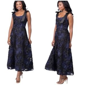 Shoshanna Dakota Women's Textured Appliqué Shoulder Bows
Cocktail Midi Dress NEW